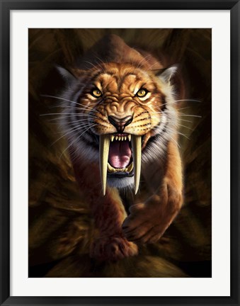 Framed Saber-toothed Tiger Print