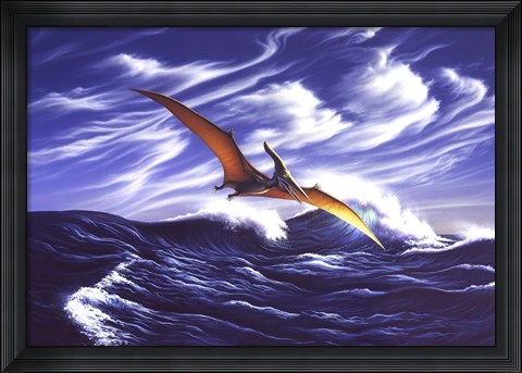 Framed Pteranodon Soars Over Waves Print