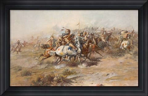 Framed Battle of Little Bighorn Print