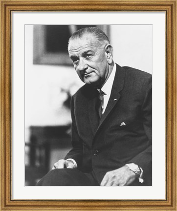 Framed Digitally Restored President Lyndon B Johnson Print