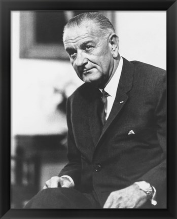 Framed Digitally Restored President Lyndon B Johnson Print