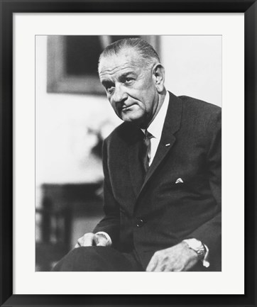 Framed Digitally Restored President Lyndon B Johnson Print