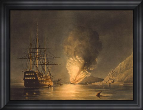 Framed Explosion of the US Steam Frigate Missouri Print
