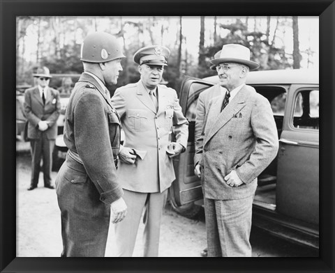 Framed Harry Truman with General Eisenhower and Hickey Print