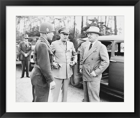 Framed Harry Truman with General Eisenhower and Hickey Print