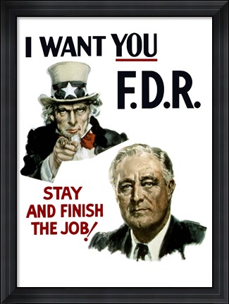Framed Uncle Sam and President Franklin Roosevelt Print