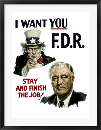 Framed Uncle Sam and President Franklin Roosevelt Print