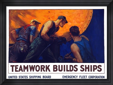 Framed Teamwork Builds Ships Print