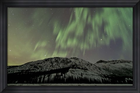 Framed Aurora Borealis over Mountain Print