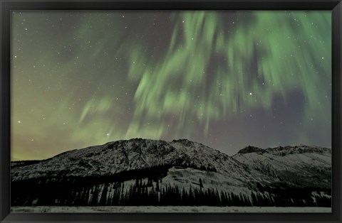 Framed Aurora Borealis over Mountain Print