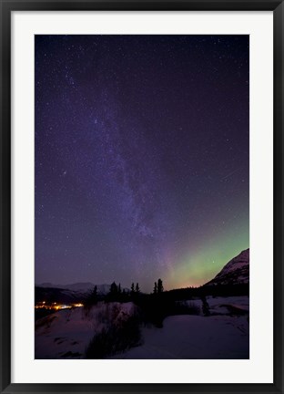 Framed Aurora Borealis and Milky Way Print