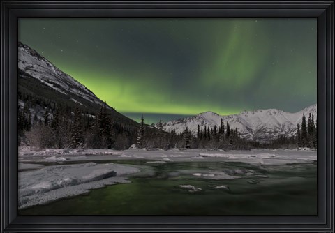 Framed Aurora Borealis over Annie Lake, Yukon, Canada Print