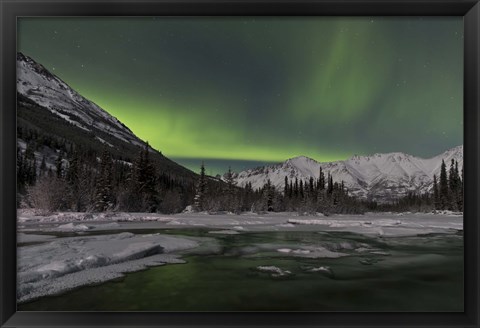 Framed Aurora Borealis over Annie Lake, Yukon, Canada Print