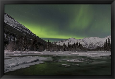 Framed Aurora Borealis over Annie Lake, Yukon, Canada Print