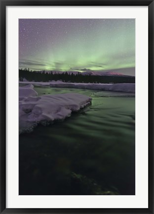 Framed Aurora Borealis over Creek, Yukon, Canada Print