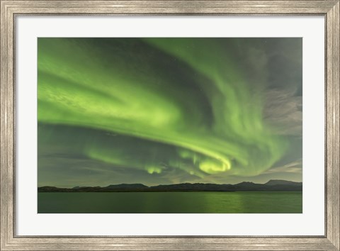 Framed Aurora Borealis over Fish Lake Print