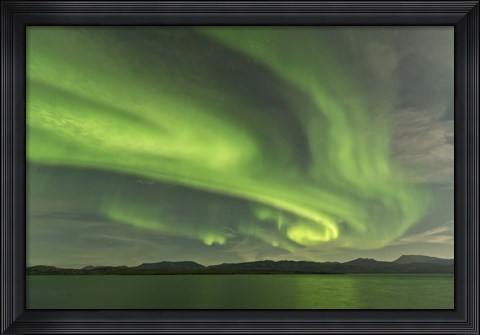 Framed Aurora Borealis over Fish Lake Print
