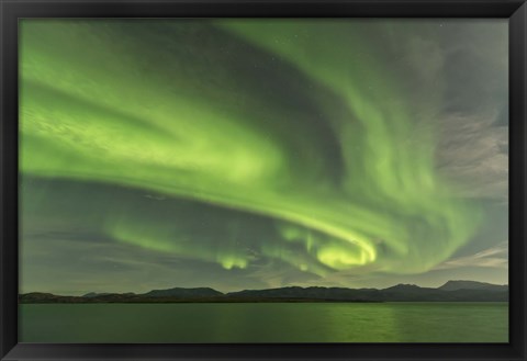 Framed Aurora Borealis over Fish Lake Print