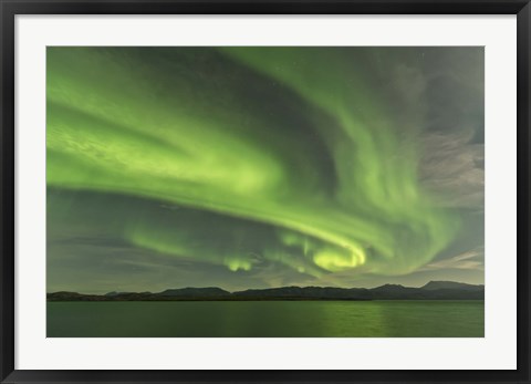 Framed Aurora Borealis over Fish Lake Print