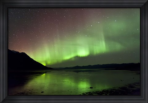Framed Aurora Borealis over Kluane Lake Print