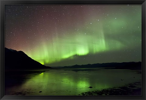 Framed Aurora Borealis over Kluane Lake Print