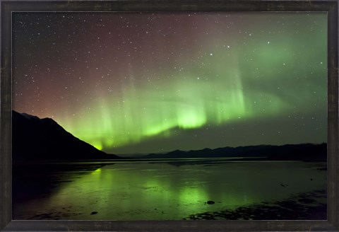 Framed Aurora Borealis over Kluane Lake Print