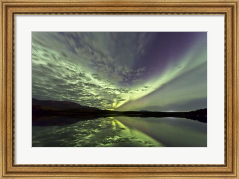 Framed Aurora Borealis over Schwatka Lake Print