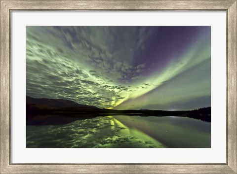 Framed Aurora Borealis over Schwatka Lake Print