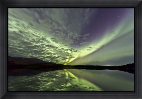 Framed Aurora Borealis over Schwatka Lake Print