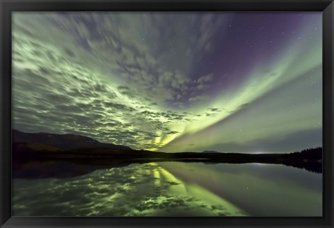 Framed Aurora Borealis over Schwatka Lake Print