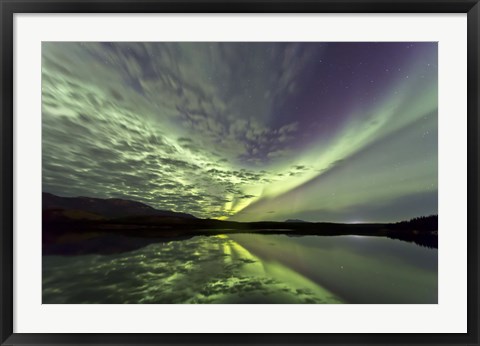 Framed Aurora Borealis over Schwatka Lake Print