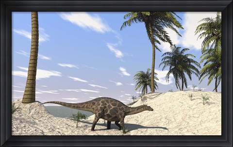 Framed Dicraeosaurus in a Prehistoric Environment Print