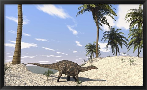Framed Dicraeosaurus in a Prehistoric Environment Print