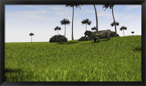 Framed Lystrosaurus in a Grassy Field Print