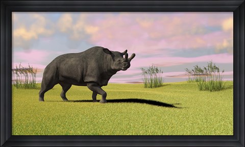 Framed Brontotherium Grazing Print