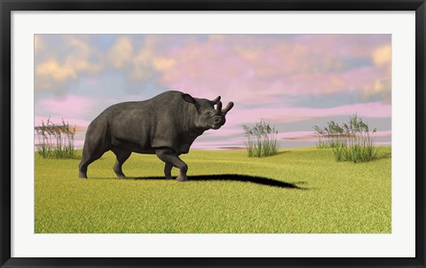 Framed Brontotherium Grazing Print