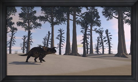 Framed Brown Einiosaurus Roaming Print