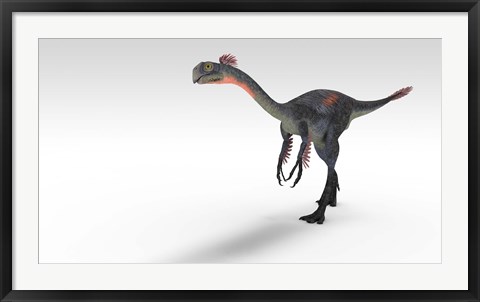 Framed Gigantoraptor Dinosaur Print