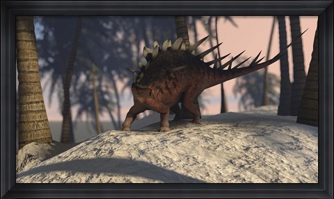 Framed Kentrosaurus Roaming in the Tropics Print