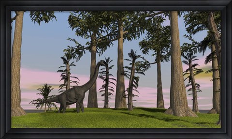 Framed Large Brachiosaurus Among Trees Print