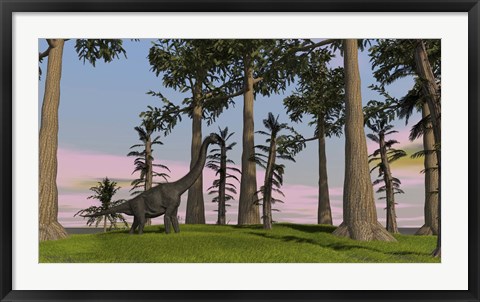 Framed Large Brachiosaurus Among Trees Print