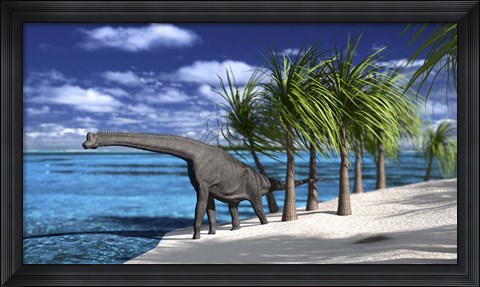 Framed Large Brachiosaurus on the Shoreline Print