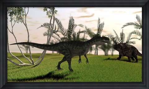 Framed Monolophosaurus and a Einiosaurus Print