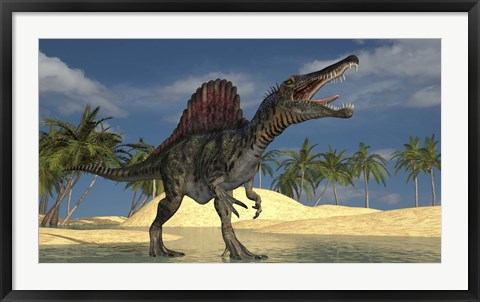 Framed Spinosaurus Hunting for its Next Meal Print