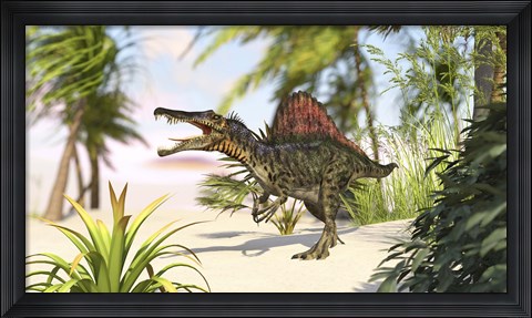 Framed Spinosaurus Hunting for Meal Print