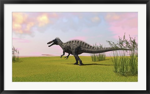 Framed Suchomimus Walking in Grass Print