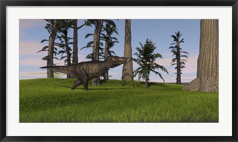 Framed Tyrannosaurus Rex in Grass Print