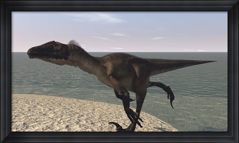 Framed Utahraptor Running by Bay Print