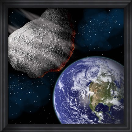 Framed Asteroid Approaching Earth Print