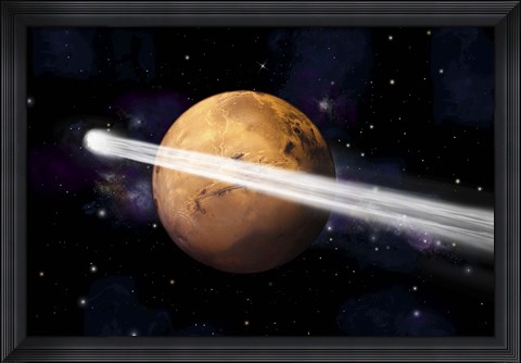 Framed Comet Passing by Mars Print